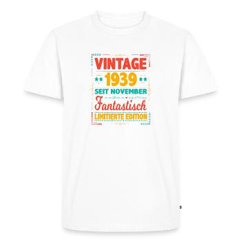 Novembre 1939 Vintage Fantastique 84 Ans Homme - T-shirt Premium bio Homme - blanc - Devant - Nico (187cm)