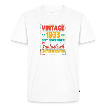 November 1933 Vintage Fantastic 90 Years Man - Men's Premium Organic T-Shirt - white - Front - Nico (187cm)