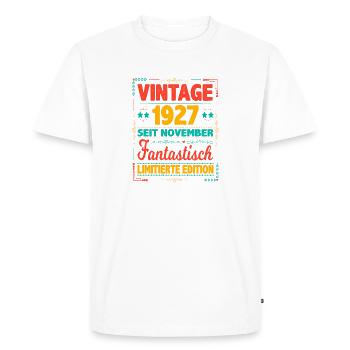 November 1927 Vintage Fantastic 96 Years Man - Men's Premium Organic T-Shirt - white - Front - Nico (187cm)