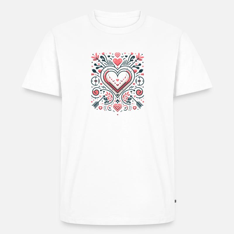 Herzmuster minimalistisch - Männer Premium Bio T-Shirt - Weiß