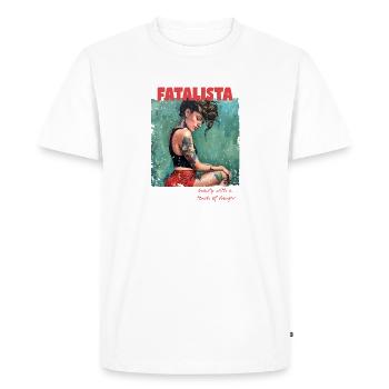 Femme Fatal Fatalista Beauté avec un Toucher Danger - T-shirt Premium bio Homme - blanc - Devant - Nico (187cm)
