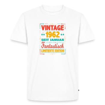 January 1962 Vintage Fantastic 62 Years Man - Men's Premium Organic T-Shirt - white - Front - Nico (187cm)