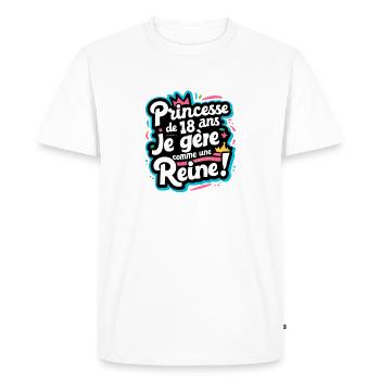 Jeune Princesse de 18 ans - Maîtrise Royale - T-shirt Premium bio Homme - blanc - Devant - Nico (187cm)