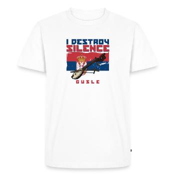 Je détruis le silence jaillit du drapeau des Balkans de la Serbie - T-shirt Premium bio Homme - blanc - Devant - Nico (187cm)