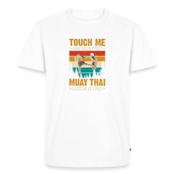 Touchez-moi et votre première leçon de Muay Thai est gratuite - T-shirt Premium bio Homme - blanc - Devant - Nico (187cm)