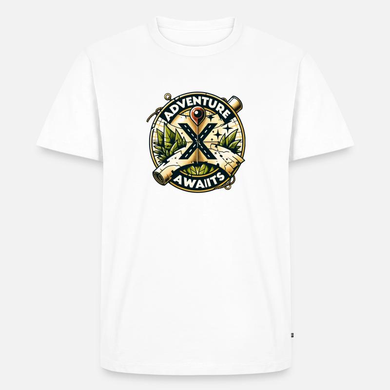 Abenteuer Kompass & Karte - Männer Premium Bio T-Shirt - Weiß