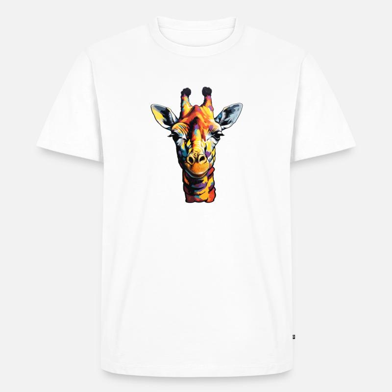 Giraffenkopf psychodelisch - Männer Premium Bio T-Shirt - Weiß