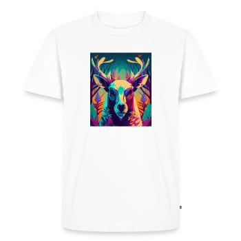 Abstrait Néon Cerf - T-shirt Premium bio Homme - blanc - Devant - Nico (187cm)