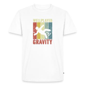 Bien joué Gravity Broken Bone Retro Vintage - T-shirt Premium bio Homme - blanc - Devant - Nico (187cm)