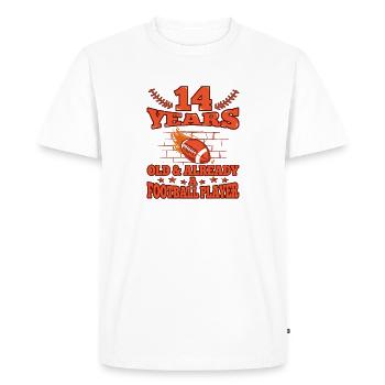 15e anniversaire Garçon Football 15 ans Cadeaux - T-shirt Premium bio Homme - blanc - Devant - Nico (187cm)