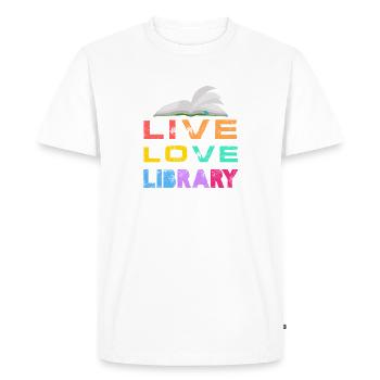 Live Love Library Librarian Book Reading - Men's Premium Organic T-Shirt - white - Front - Nico (187cm)