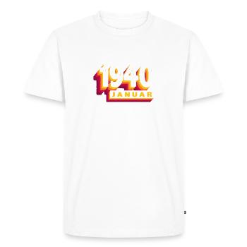 Janvier 1940 0 84 ans Homme Femme Anniversaire - T-shirt Premium bio Homme - blanc - Devant - Nico (187cm)