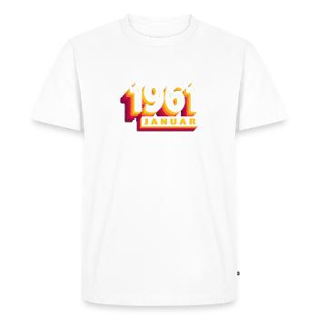 janvier 1961 0 63 ans homme femme anniversaire - T-shirt Premium bio Homme - blanc - Devant - Nico (187cm)