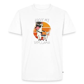 LLama Lover - I Got My Dipllama - Vintage School - Men's Premium Organic T-Shirt - white - Front - Nico (187cm)