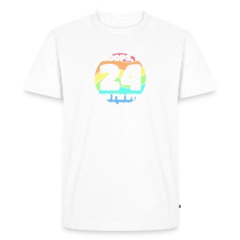 Gay Pride drôle - 24e anniversaire 24 BDay Lesbienne - T-shirt Premium bio Homme - blanc - Devant - Nico (187cm)
