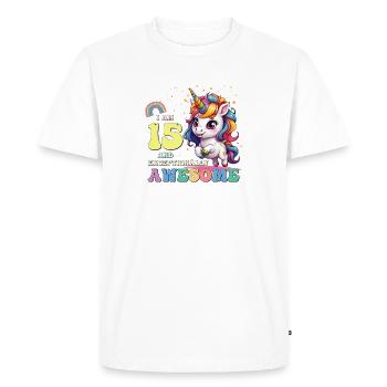 J'ai 15 ans et je suis géniale - Filles Enfants Licorne C'est mon - T-shirt Premium bio Homme - blanc - Devant - Nico (187cm)