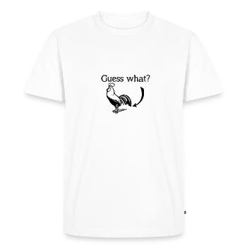 Devinez quel mégot de poulet. Blague amusante sur le coq animal - T-shirt Premium bio Homme - blanc - Devant - Nico (187cm)
