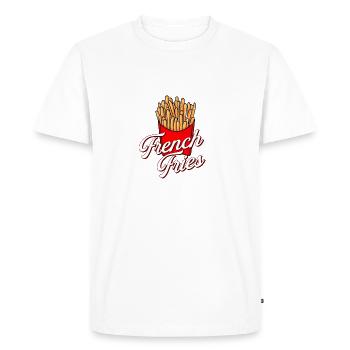 Je suis juste là pour les frites - Frites - T-shirt Premium bio Homme - blanc - Devant - Nico (187cm)