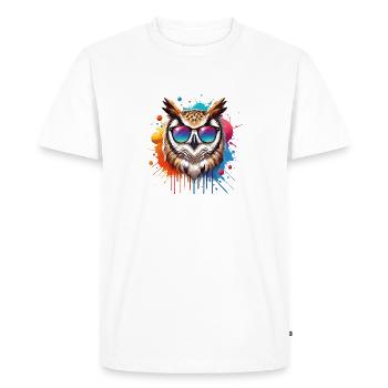 Funny Owl Clothing – Mode tendance pour - T-shirt Premium bio Homme - blanc - Devant - Nico (187cm)