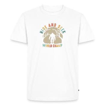Funny Sasquatch Retro Vintage Bigfoot Hide And - Men's Premium Organic T-Shirt - white - Front - Nico (187cm)
