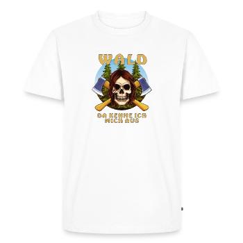 FORÊT DE HACHES DE CRÂNE JE M’Y CONNAIS - T-shirt Premium bio Homme - blanc - Devant - Nico (187cm)