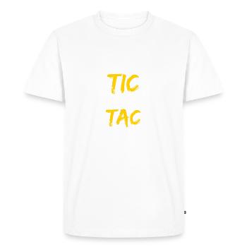 Je Suis TIC Je Cherche TAC - TIC et TAC Duo - T-shirt Premium bio Homme - blanc - Devant - Nico (187cm)