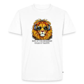ROI DE LA SAVANE, SOUVERAIN DES CŒURS - T-shirt Premium bio Homme - blanc - Devant - Nico (187cm)
