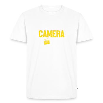 Lumières Caméra Action Drôle Cinéaste Réalisateur - T-shirt Premium bio Homme - blanc - Devant - Nico (187cm)