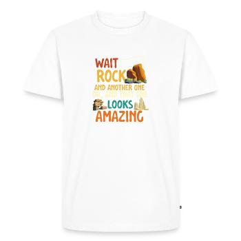 Wait I See A Rock - Geode Hunter Geology - Men's Premium Organic T-Shirt - white - Front - Nico (187cm)