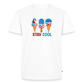 Restez au frais 4 juillet Ice Cream USA Drapeau Été - T-shirt Premium bio Homme - blanc - Devant - Nico (187cm)