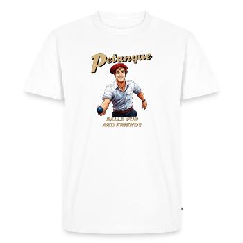 PETANQUE BALLS FUN AND FRIENDS - Men's Premium Organic T-Shirt - white - Front - Nico (187cm)