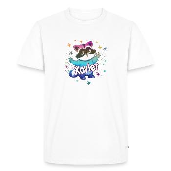 XAVIER - Beau nom de garçon avec un raton laveur mignon - T-shirt Premium bio Homme - blanc - Devant - Nico (187cm)