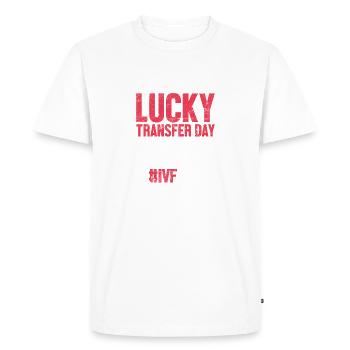 This Is My Lucky Transfer Day Egg Retrieval Funny - Men's Premium Organic T-Shirt - white - Front - Nico (187cm)