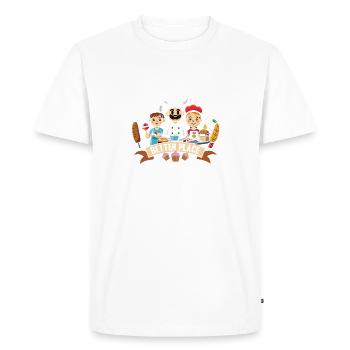 Bake the world a better place - Men's Premium Organic T-Shirt - white - Front - Nico (187cm)