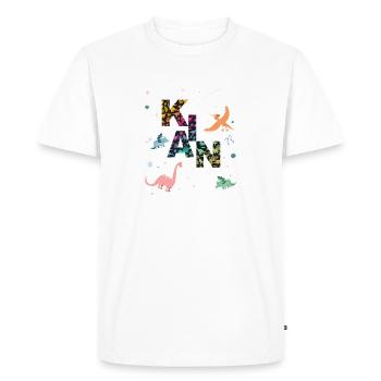 KIAN - Beautiful boy name with dinosaur - Men's Premium Organic T-Shirt - white - Front - Nico (187cm)