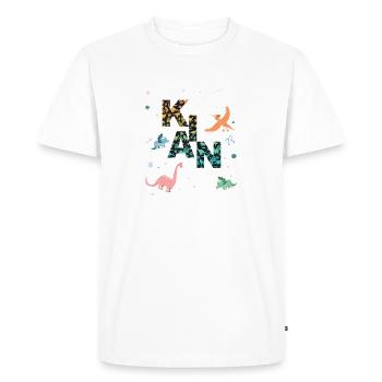 KIAN - Beautiful boy name with dinosaur - Men's Premium Organic T-Shirt - white - Front - Nico (187cm)