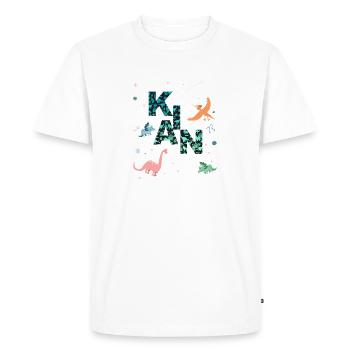 KIAN - Beautiful boy name with dinosaur - Men's Premium Organic T-Shirt - white - Front - Nico (187cm)