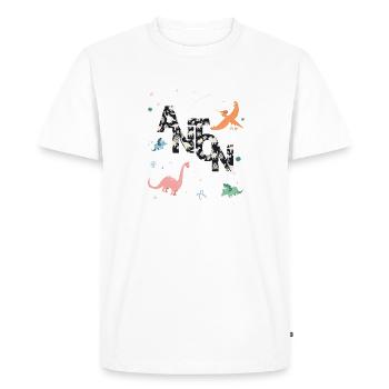 ANTON - Beau prénom de garçon avec dinosaure - T-shirt Premium bio Homme - blanc - Devant - Nico (187cm)