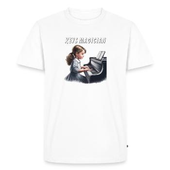 MAGICIEN DES TOUCHES DE PIANO - T-shirt Premium bio Homme - blanc - Devant - Nico (187cm)
