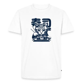 Sushi loving cat - Men's Premium Organic T-Shirt - white - Front - Nico (187cm)