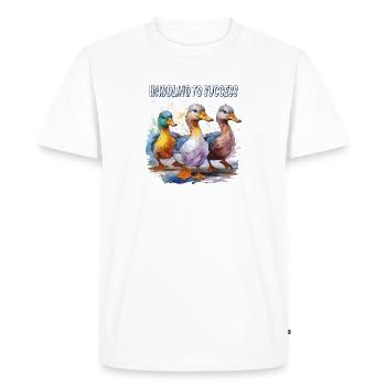 DUCK WADDLING TO SUCCESS - Men's Premium Organic T-Shirt - white - Front - Nico (187cm)