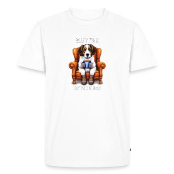 DOG WAIT FOR BETTER TIMES - Men's Premium Organic T-Shirt - white - Front - Nico (187cm)