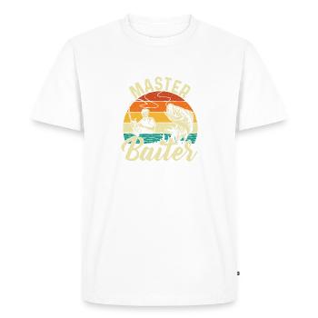 Master Baiter Funny Retro Fishing Fisher - Men's Premium Organic T-Shirt - white - Front - Nico (187cm)