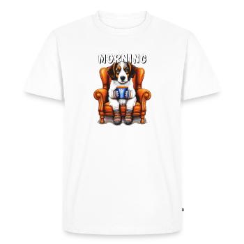 DOG MORNING - Men's Premium Organic T-Shirt - white - Front - Nico (187cm)