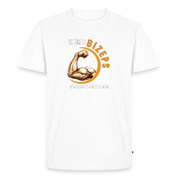 PLUS DE BICEPS, MOINS DE PROBLÈMES - T-shirt Premium bio Homme - blanc - Devant - Nico (187cm)