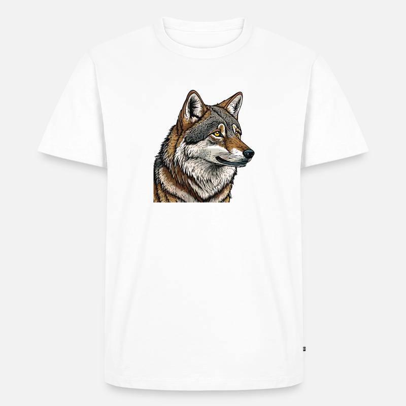 WOLF - Männer Premium Bio T-Shirt - Weiß