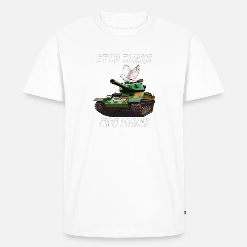 STOP TANKS START PIGEONS - Männer Premium Bio T-Shirt - Weiß