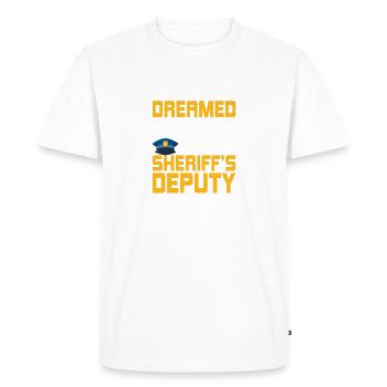 Funny Deputy Sheriff Blue Line Police Law - Men's Premium Organic T-Shirt - white - Front - Nico (187cm)