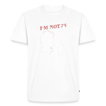 I Am 73 Plus Middle Finger - 74th Birthday - Men's Premium Organic T-Shirt - white - Front - Nico (187cm)