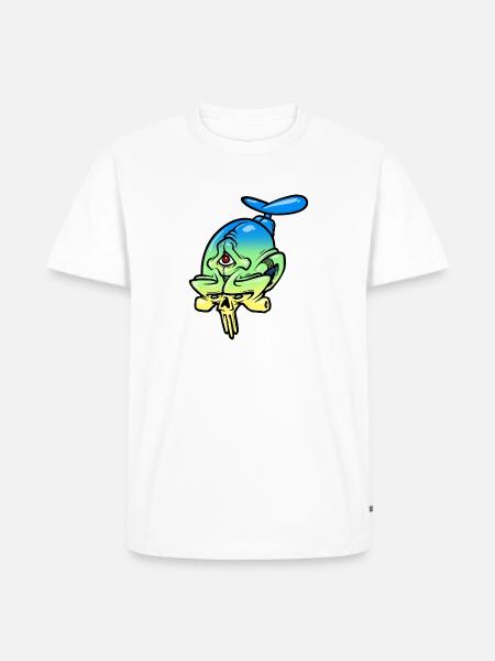 farbiger totenkopf mit drittem auge - Männer Premium Bio T-Shirt - Weiß